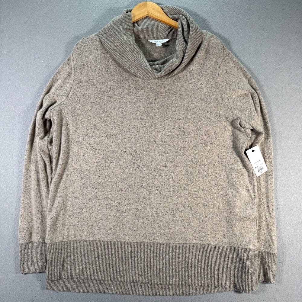 Nine West Sparkling Turtleneck Sweater Womens 2XL Brown Knit Comfort Relaxed